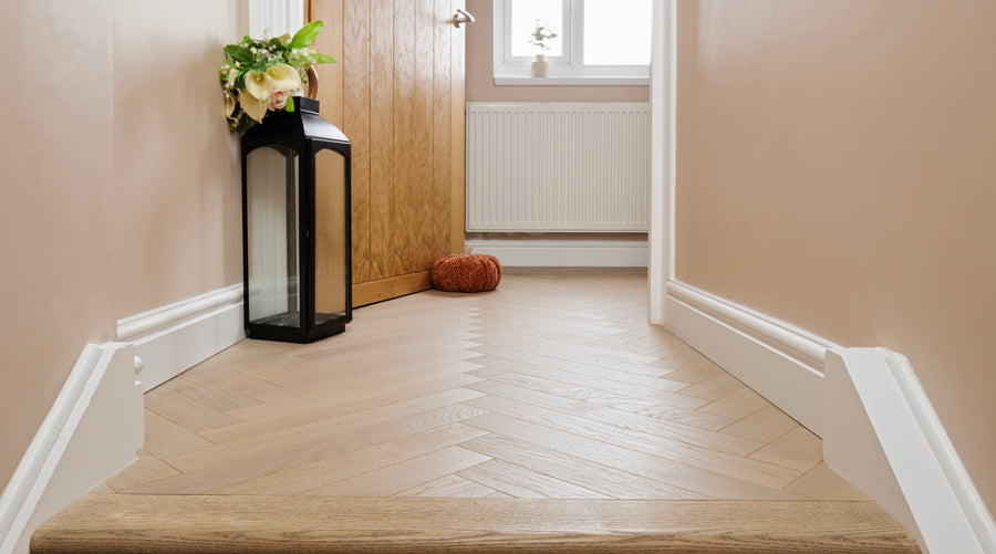 Tundra Seashell Oak Herringbone installed
