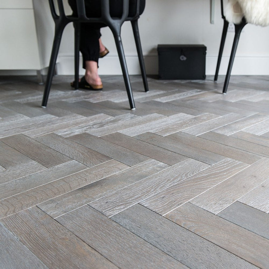 Silver Haze Oak Herringbone installed