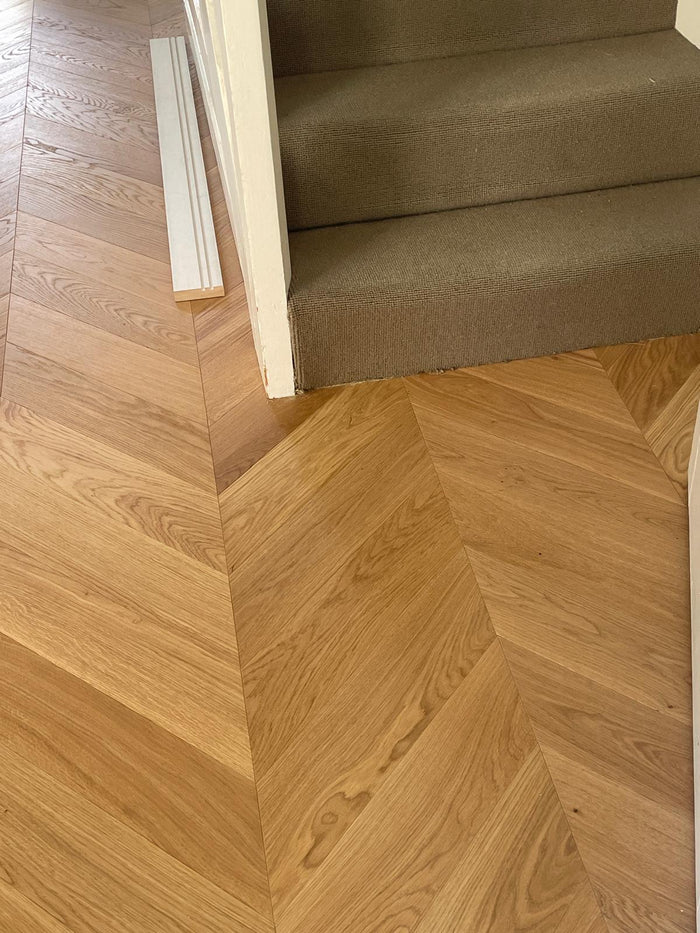 Pioneer Oak Chevron · #114 Spiced Oak · fitted in Weybridge