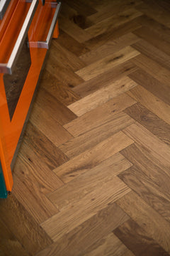 Smoked Oak Herringbone installed