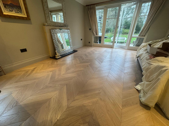 Pioneer Oak Chevron · #102 School House White · fitted in Walton
