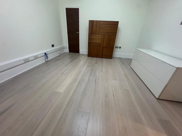 Pioneer Oak Plank 190 · #102 School House White · fitted in Weybridge