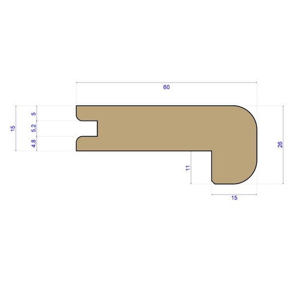 Staki Oak Nosing 60x26mm - 15mm T&G